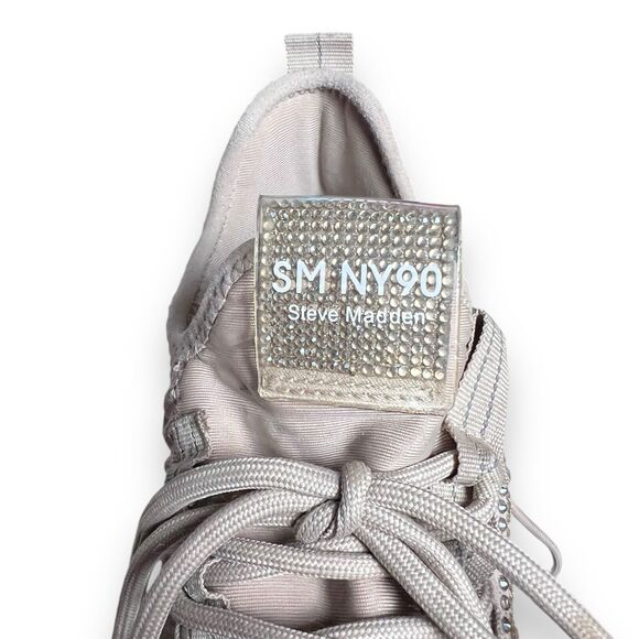 Steve Madden Maxima SM NY90 Gem Studded Beige & Gold Shoes Women’s Size 9M - Picture 14 of 16